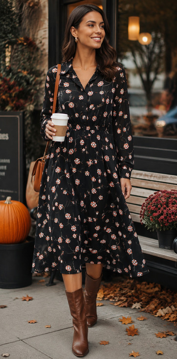 Who What Wear Dresses & Skirts - Who What Wear Long Sleeve Fall Floral Midi Dress Size S, Cottagecore